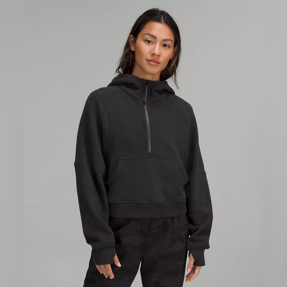 Lululemon Scuba Oversized Half Zip Hoodie Black sweatshirt crop M/L medium large